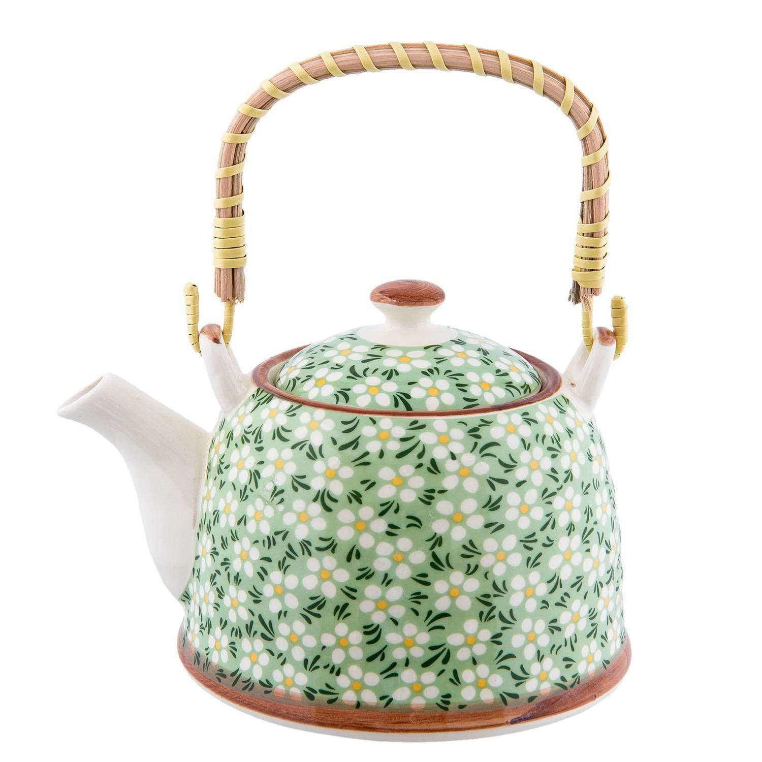 Groene Botanic Keramische Theepot met Filter - - Djuusje&